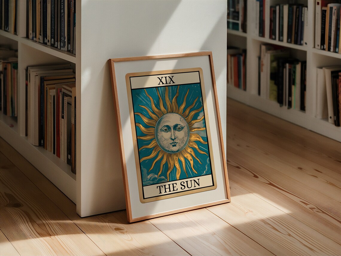 Sun Tarot Card, Boho Spiritual Folk Art Poster Print - Image 2