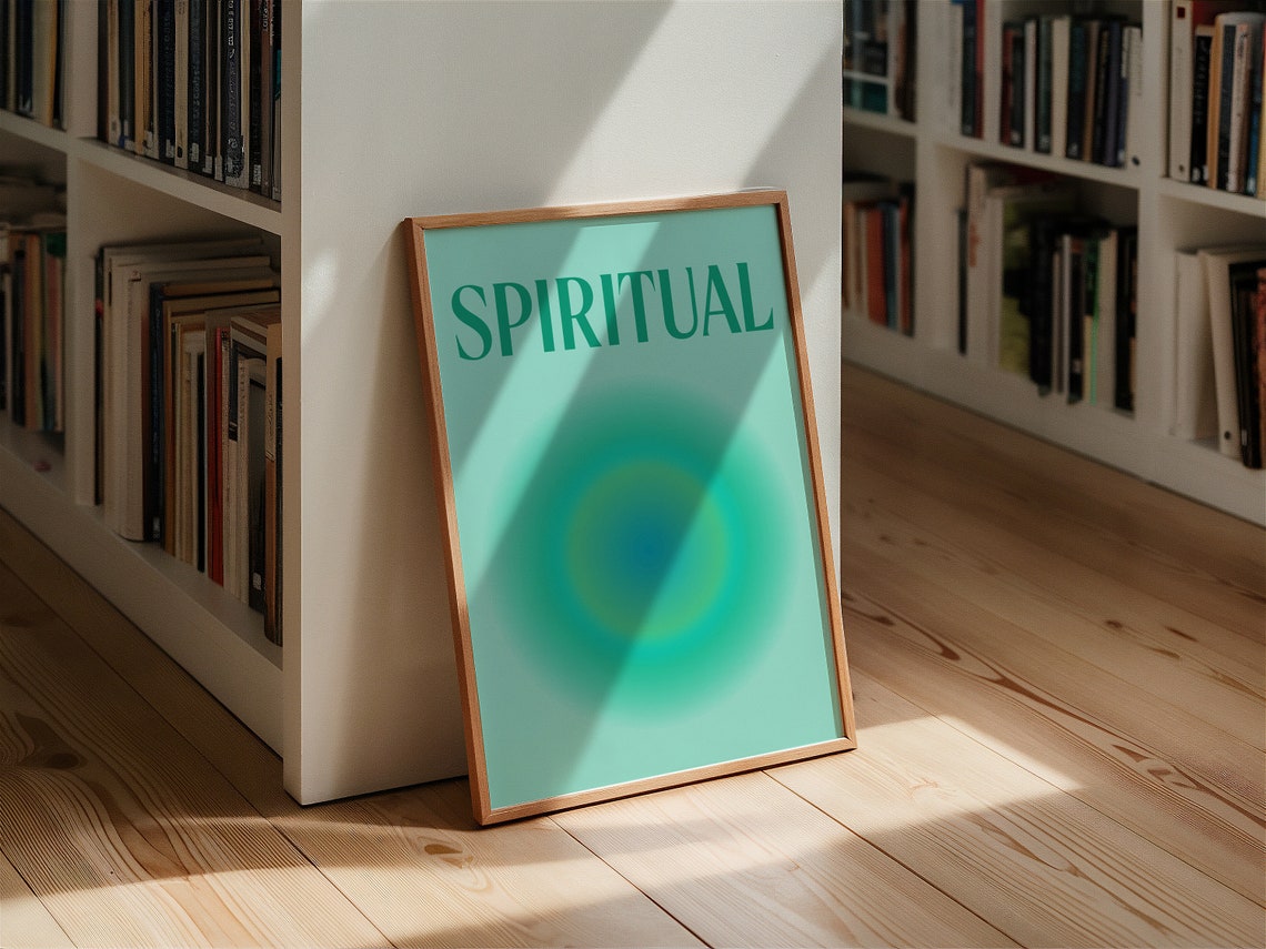 Spiritual in Green Aura Typography Gradient Calm Mindfulness Poster - Image 2
