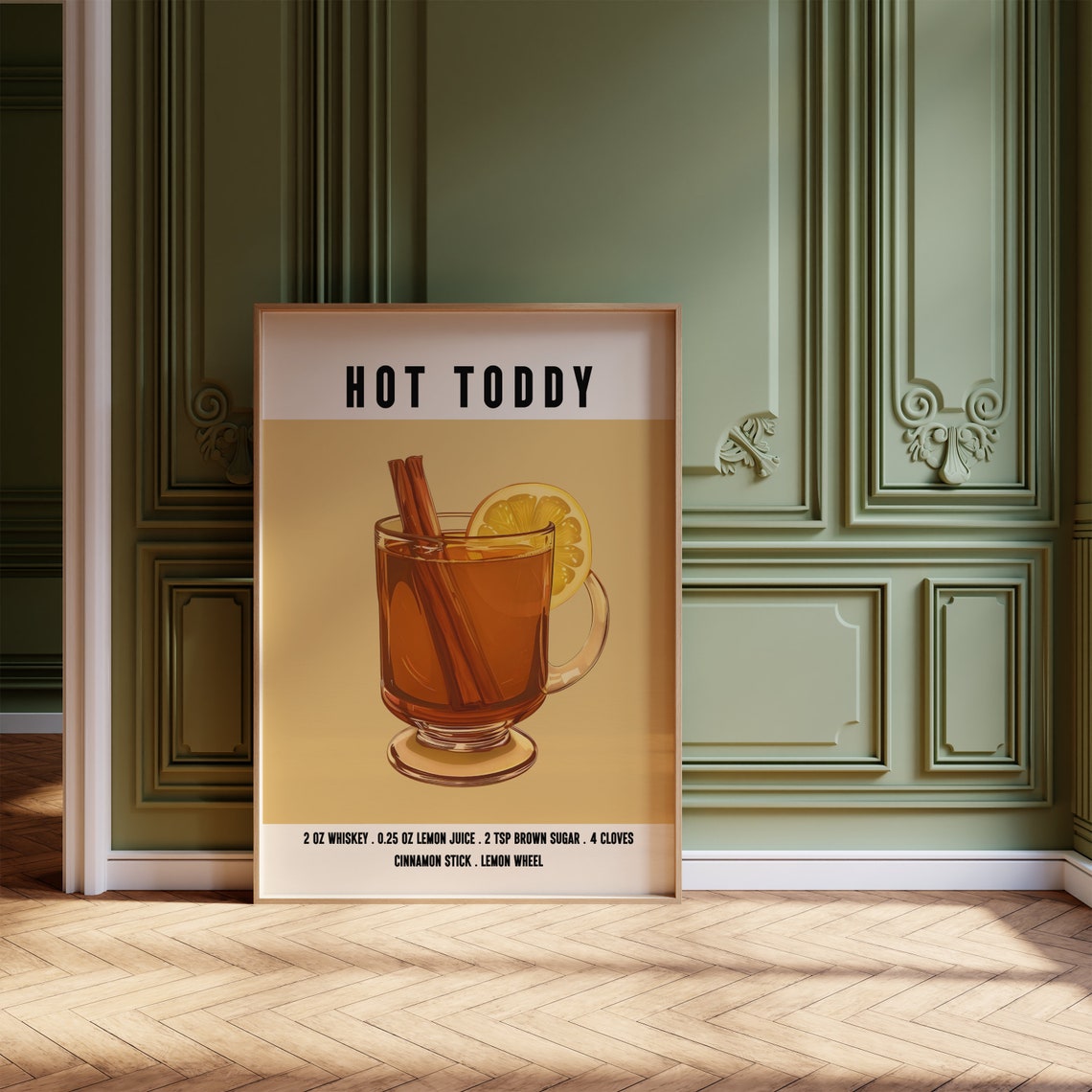 Hot Toddy Whiskey Drink Recipe With Cinnamon And Lemon Vintage Poster - Image 3