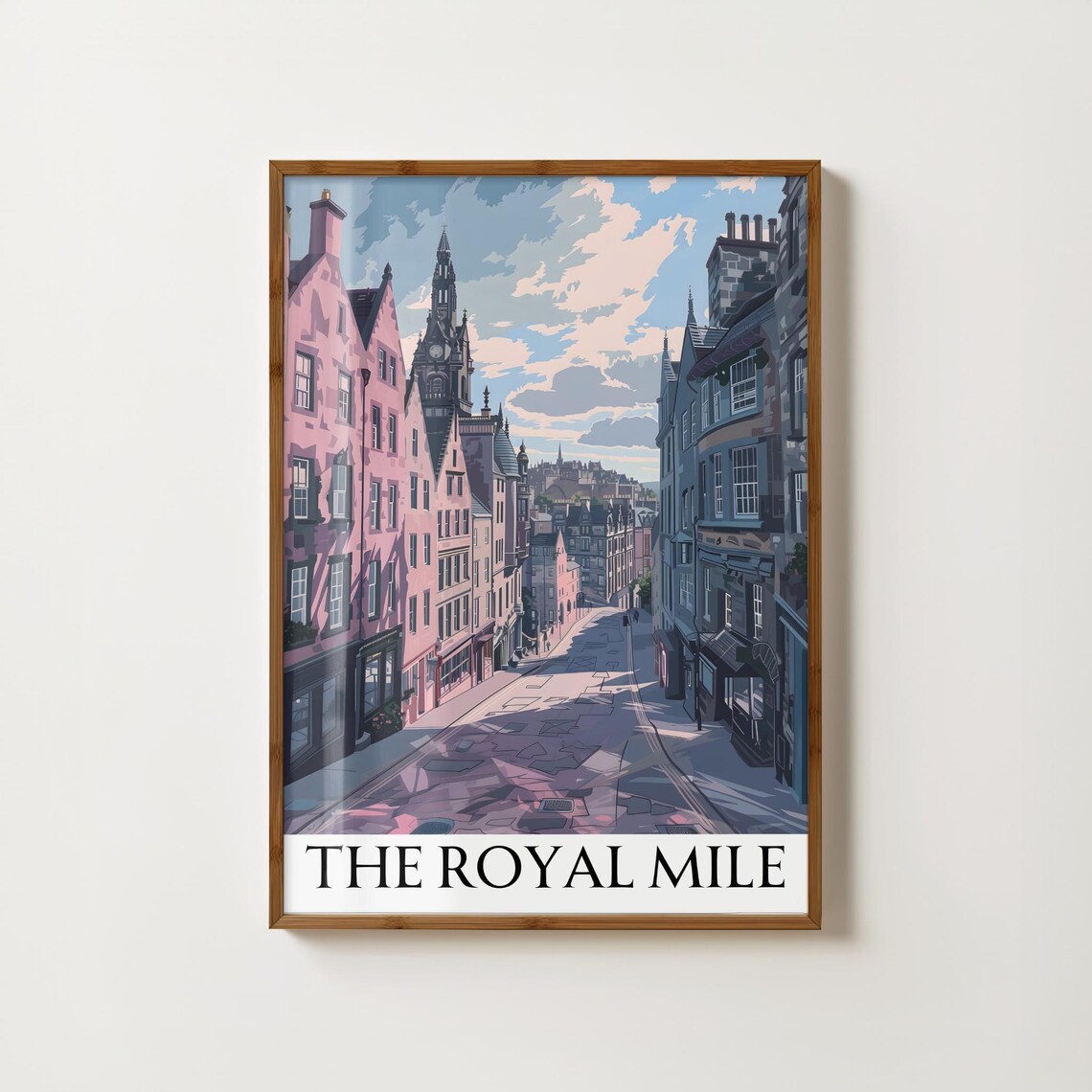 The Royal Mile Colourful Illustrated Street Scene Travel Poster