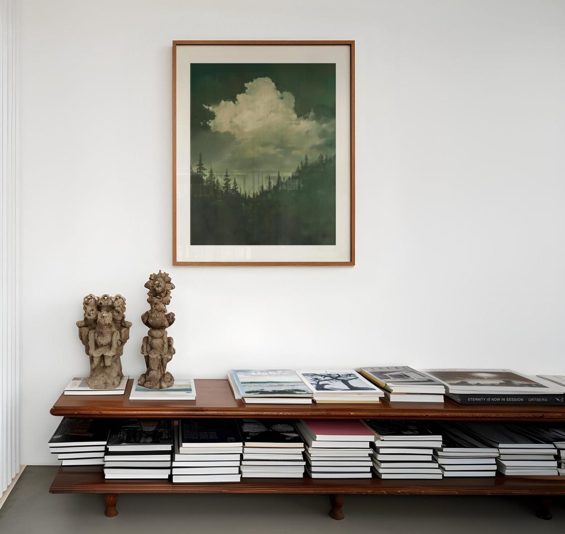 Moody Dark Pine Forest Under A Towering Storm Cloud Landscape Poster - Image 3