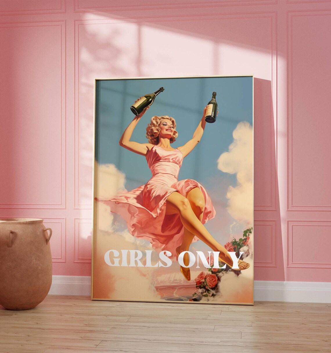 Girls Only Retro Print Feminist Poster Feminism Wall Art Funny Feminist Gifts Pink Wall Art Womens Rights Pro Choice Female Empowerment - Image 3