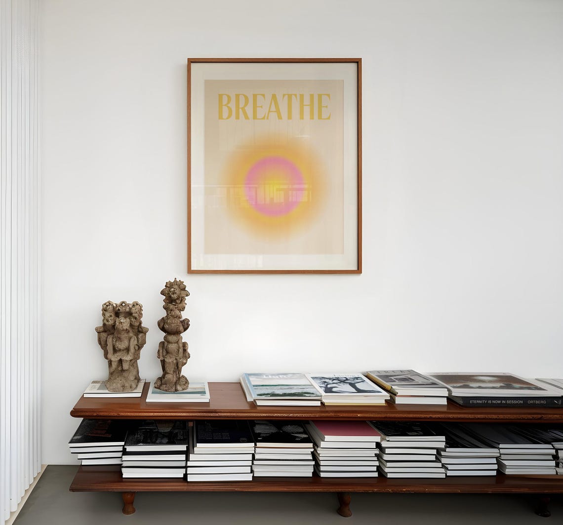 Breathe in Warm Sunrise Aura Typography Gradient Calm Poster - Image 2