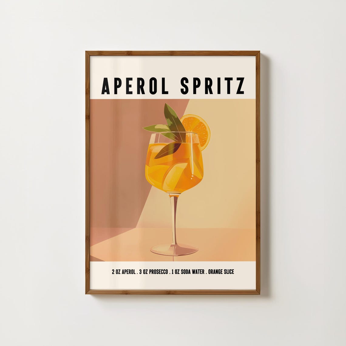Aperol Spritz Orange Cocktail Recipe Warm Sunset Bar Cart Poster