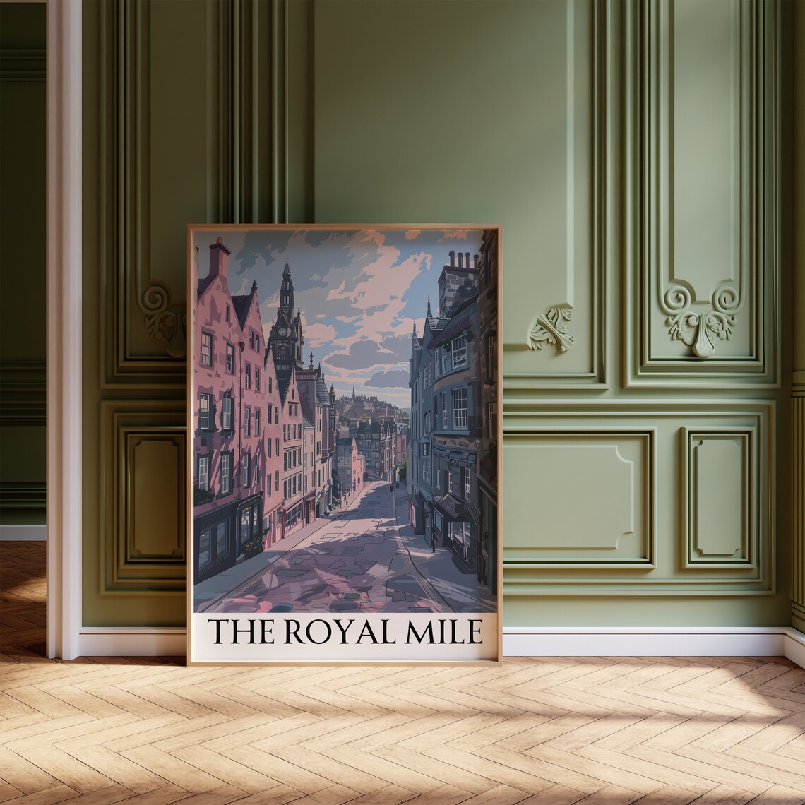 The Royal Mile Colourful Illustrated Street Scene Travel Poster - Image 4