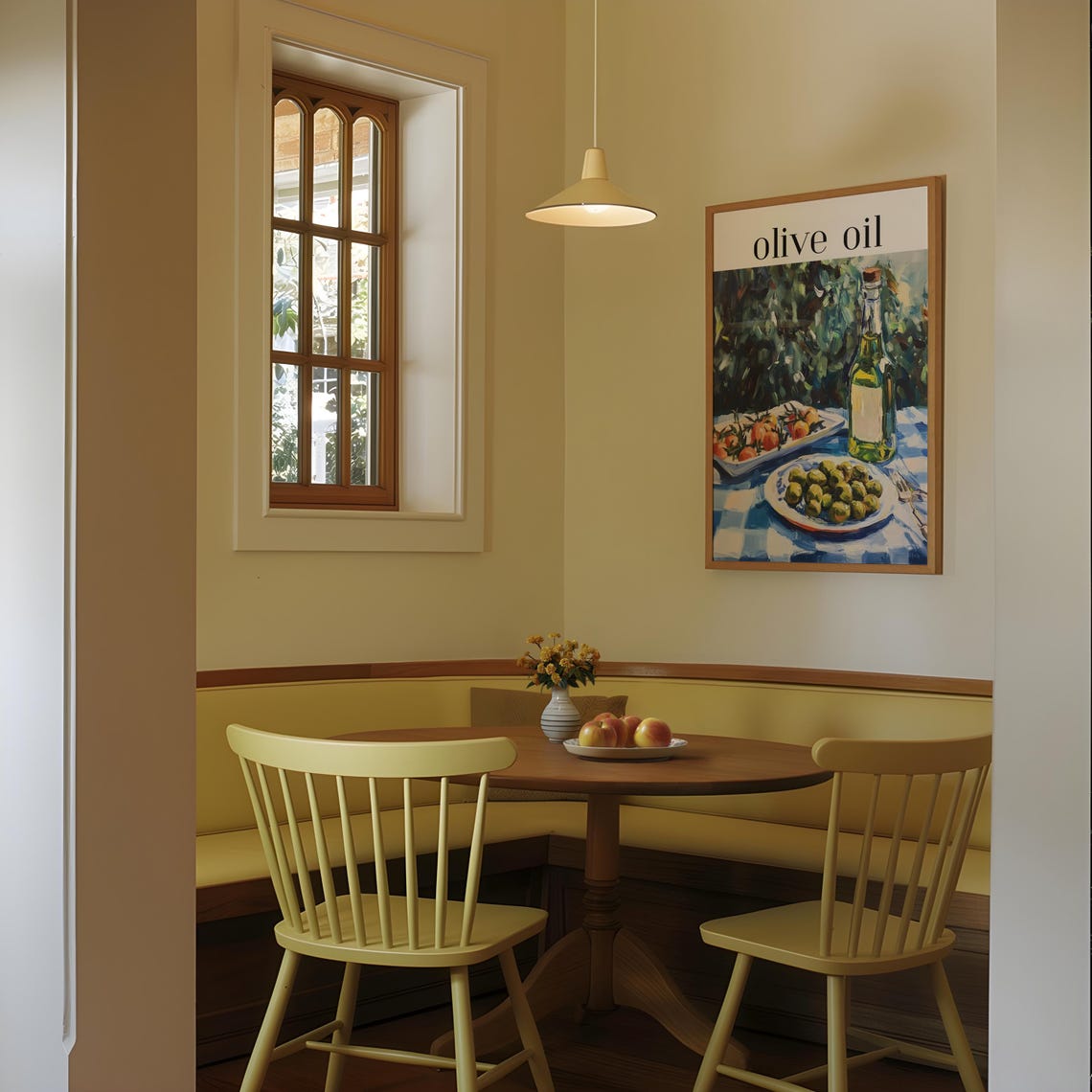 Olive Oil Bottle and Olives Mediterranean Kitchen Still Life Poster - Image 2