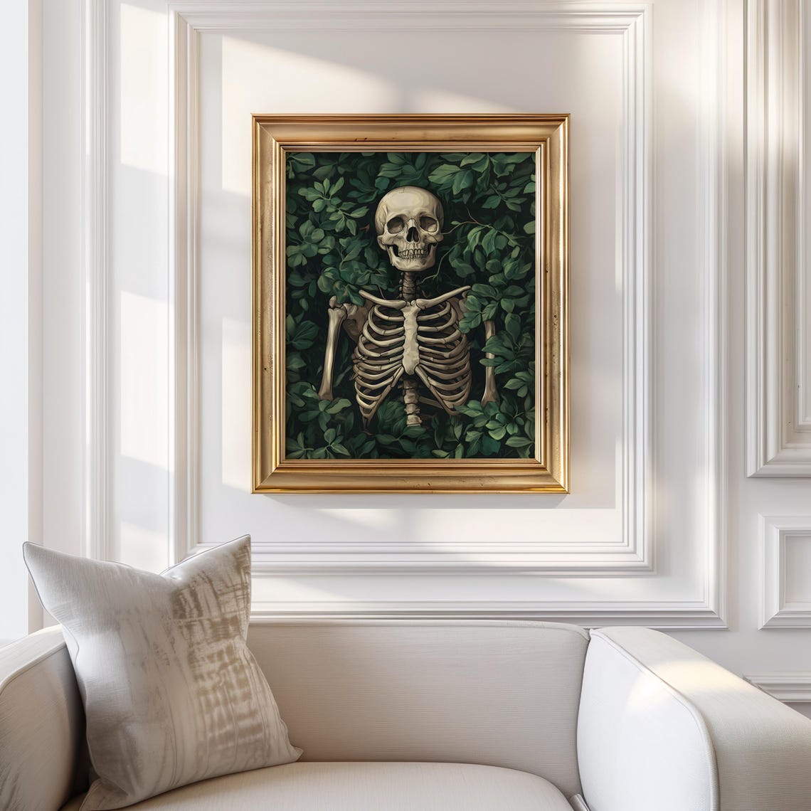 Botanical Skeleton Moody Green Leaf Gothic Halloween Spooky Poster - Image 3