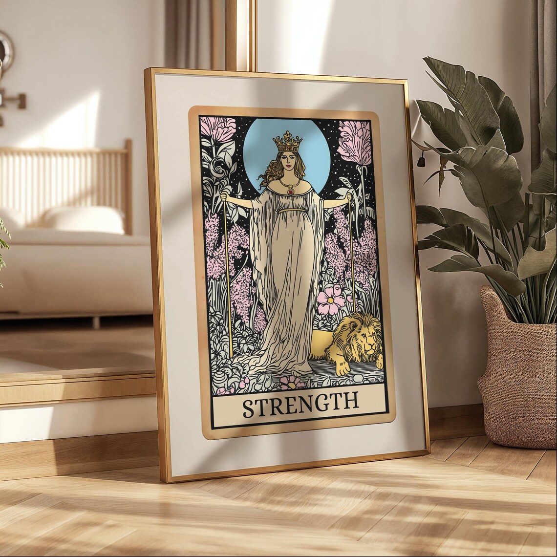 Strength Tarot Card, Spiritual Witchy Art Print - Image 3