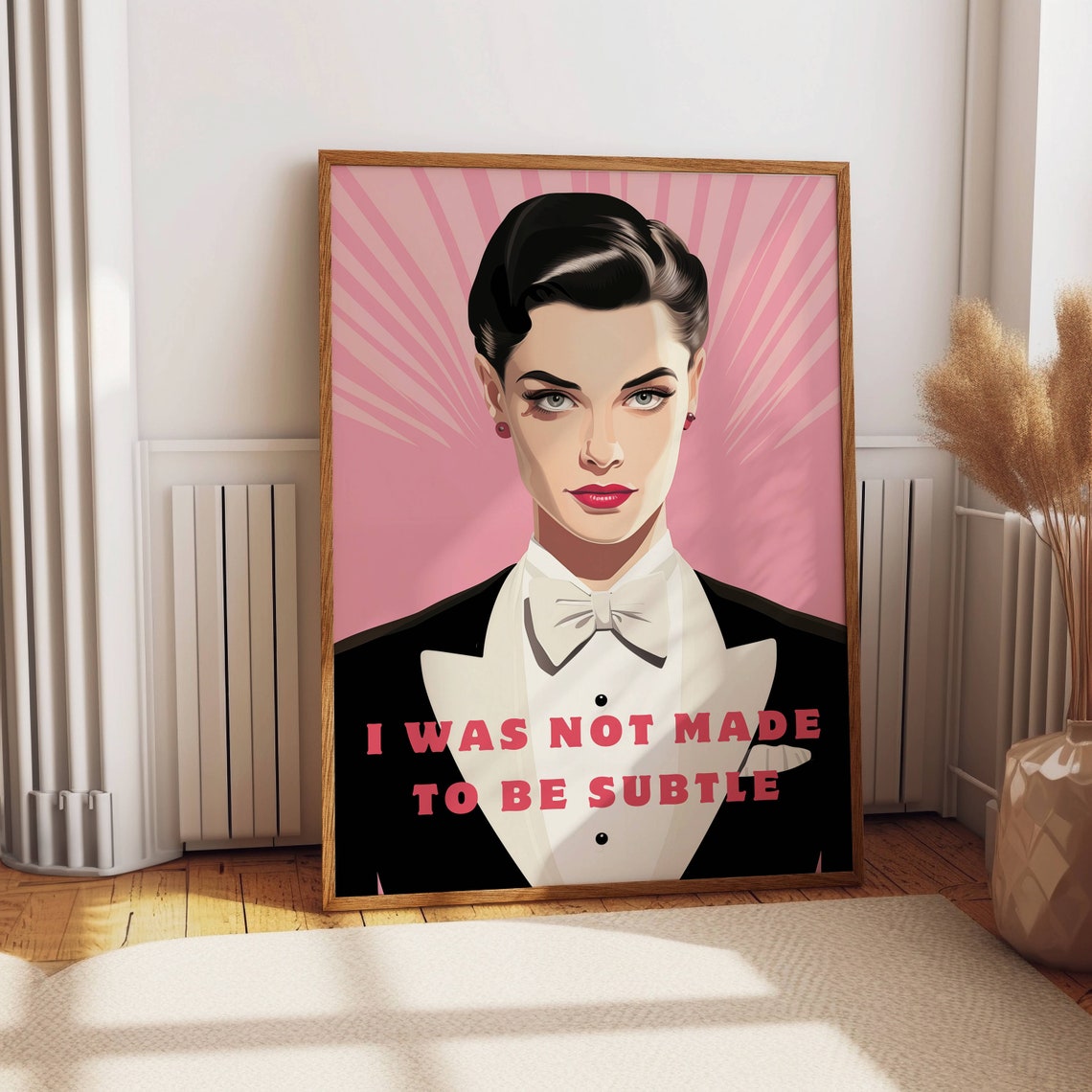 I Was Not Made To Be Subtle Retro Woman Feminist Quote Poster - Image 3