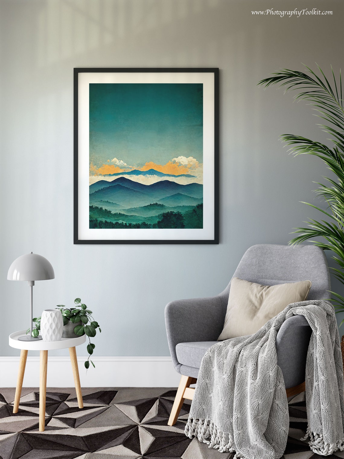 Blue Ridge Misty Mountain Layers Sunset Glow Scenic Wall Art - Image 6