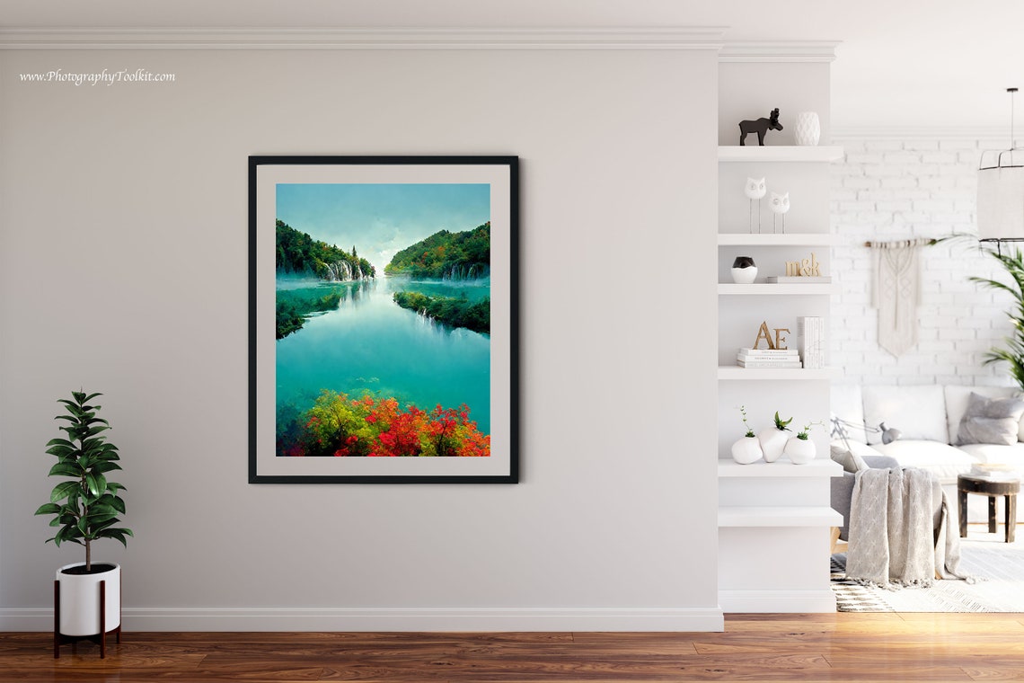 Croatia Wall Art Neutral Lake Picture Lake Landscape Scenic Lake Painting Lake Artwork Lake Poster Croatian Art Croatia Print - Image 4