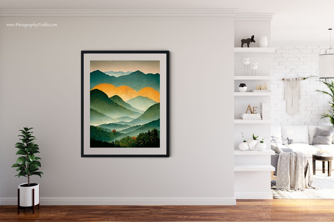 Great Smoky Mountains Misty Blue Ridges Golden Peak Travel Poster - Image 4