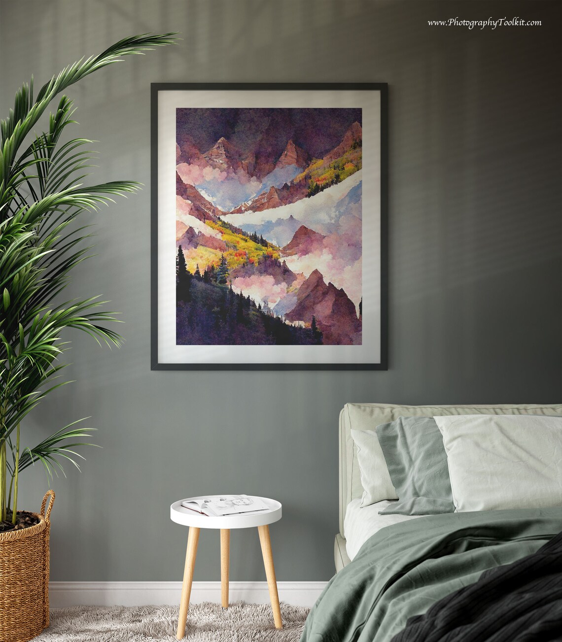 Maroon Bells Colorado Golden Aspen Autumn Peaks Watercolor Poster - Image 3
