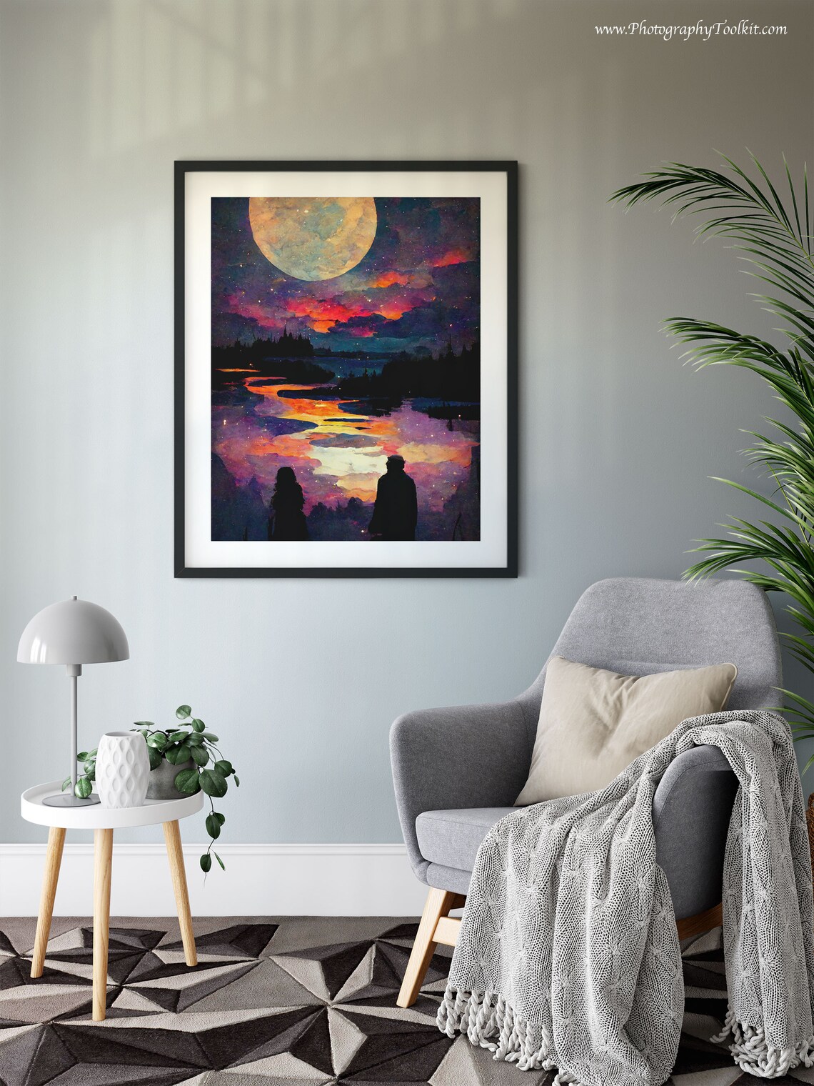 Night Sky Print, Full Moon Moon Phase Art - Image 6