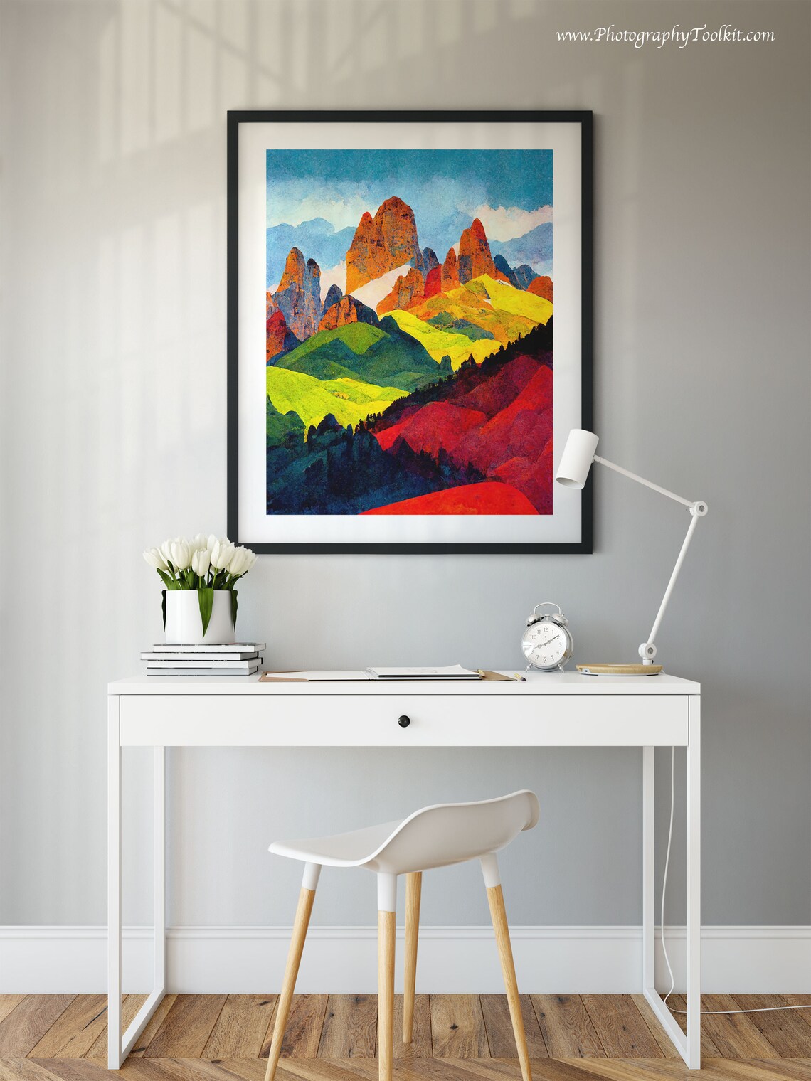 Dolomites Colorful Jagged Mountain Peaks Bold Expressionist Landscape Print - Image 2