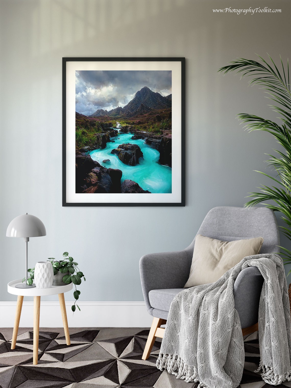 Turquoise Glacial River Through Rocky Mountain Valley Dramatic Poster - Image 6