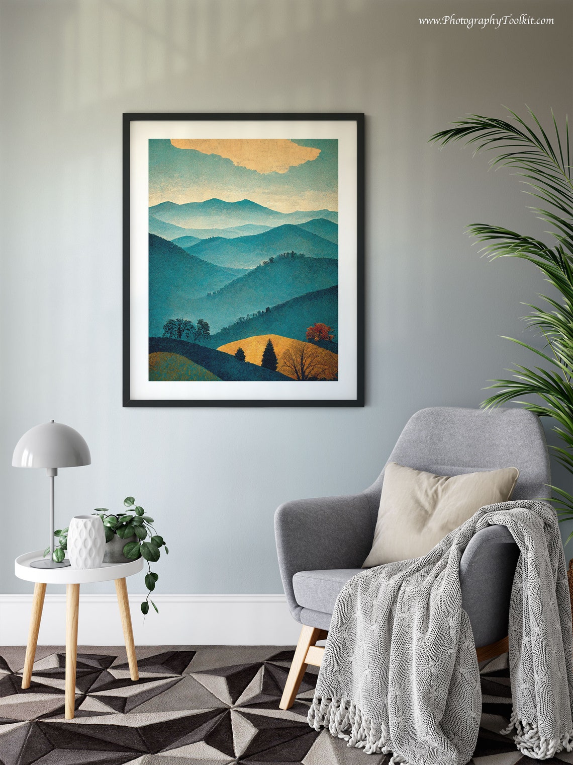 Blue Ridge Mountains Layered Teal Ridgeline Sunset Scenic Poster - Image 6