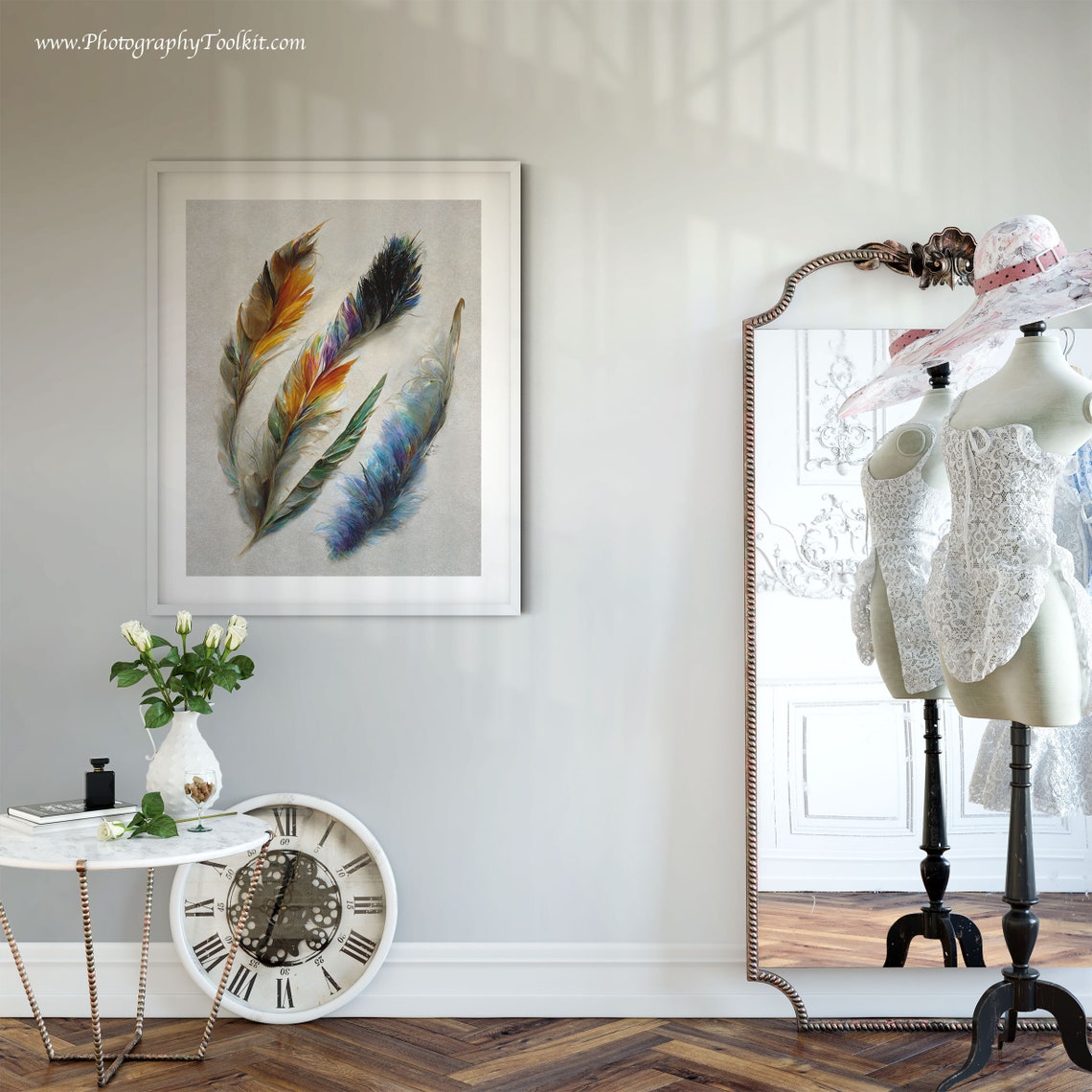Feather Prints Feather 3 Feathers Feather Art Feather Wall Art Feather Poster Vintage Feather Print Rustic Wall Art - Image 5