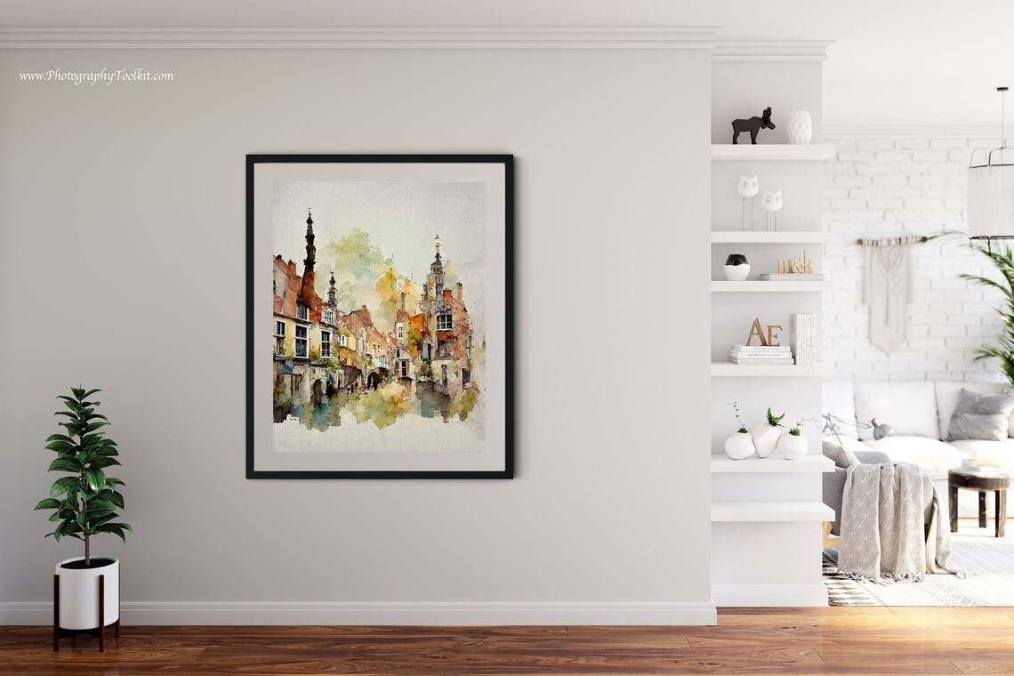 Bruges Travel Poster, Belgian Village Canal - Image 4