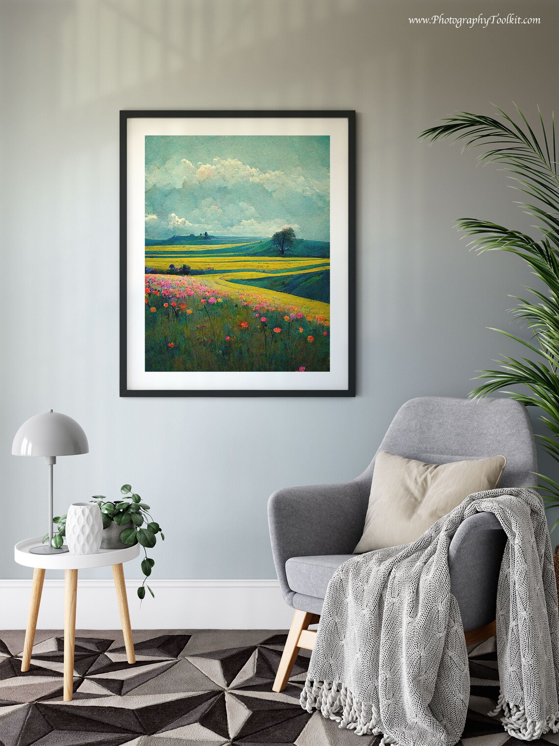 Vintage Spring Meadow Landscape Art Print - Image 6