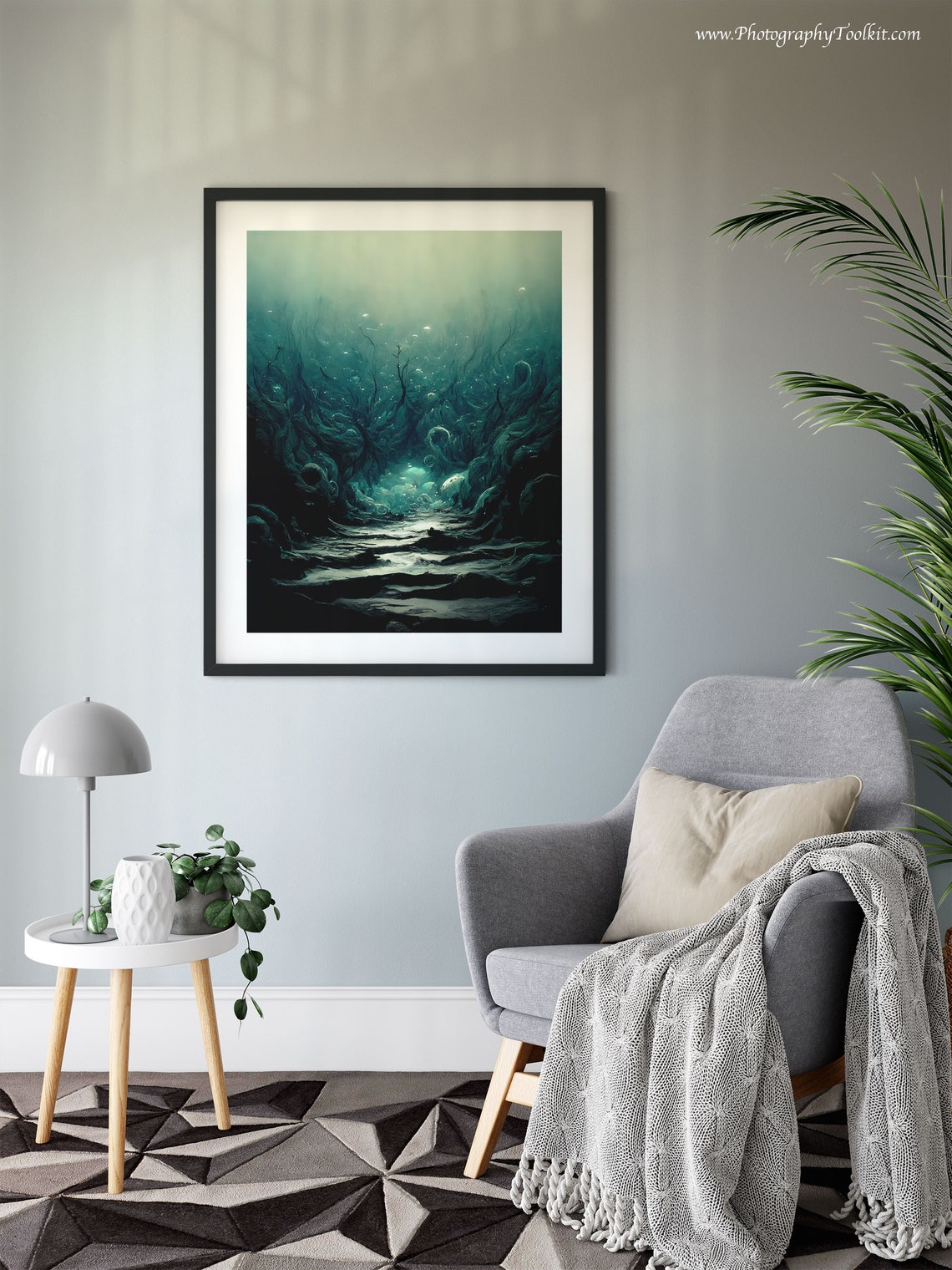 Deep Ocean Underwater Light Rays Dark Moody Seascape Scenic Poster - Image 6