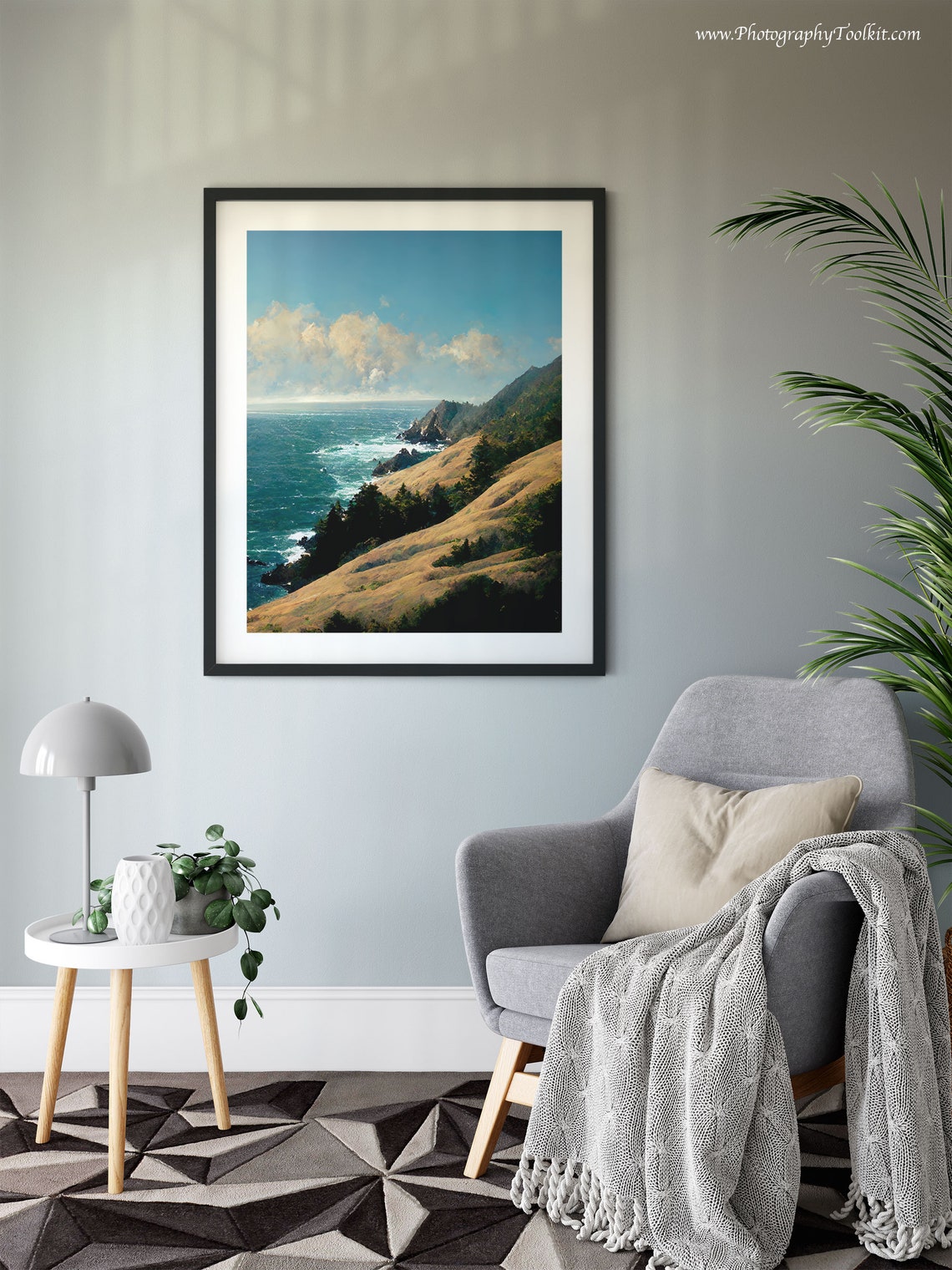 Big Sur Golden Bluffs Pine Trees Blue Ocean Dramatic Coastal Print - Image 6