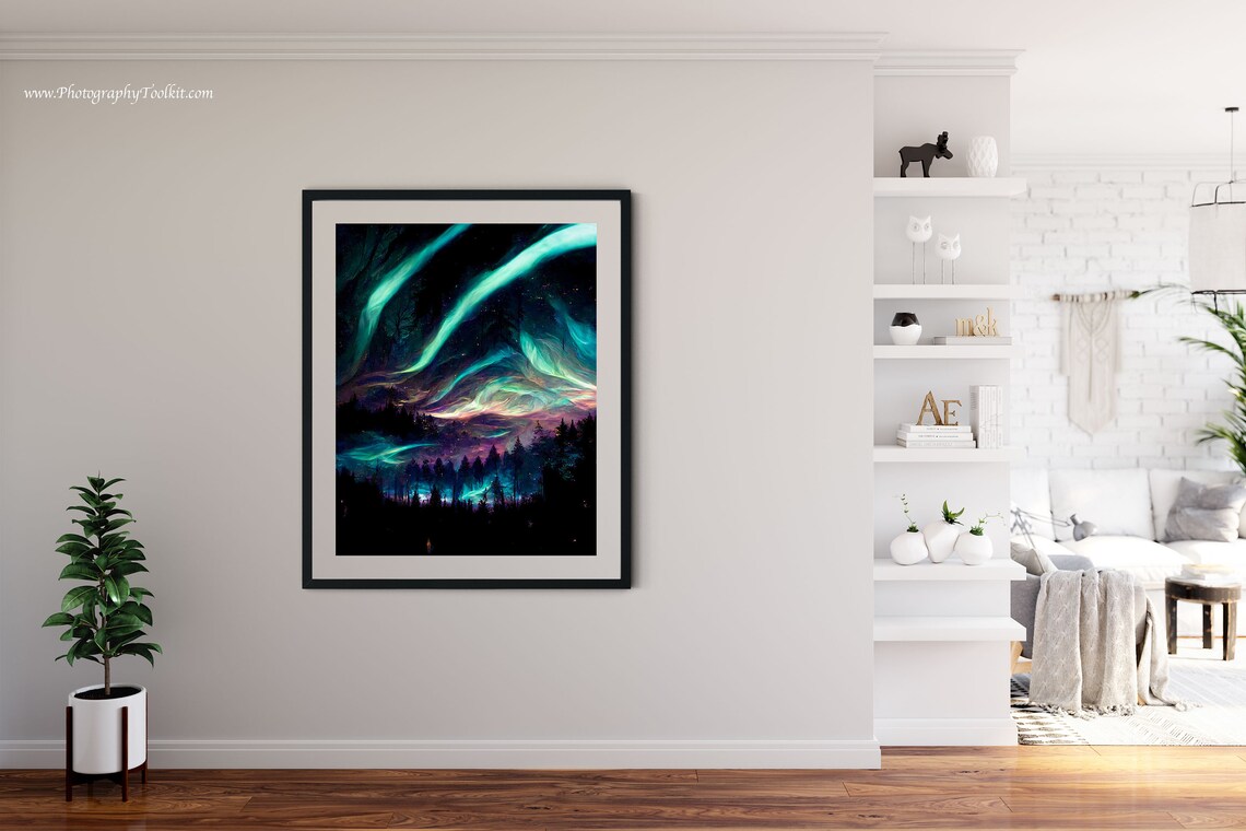 Aurora Borealis Night Sky Poster, Northern Lights - Image 4