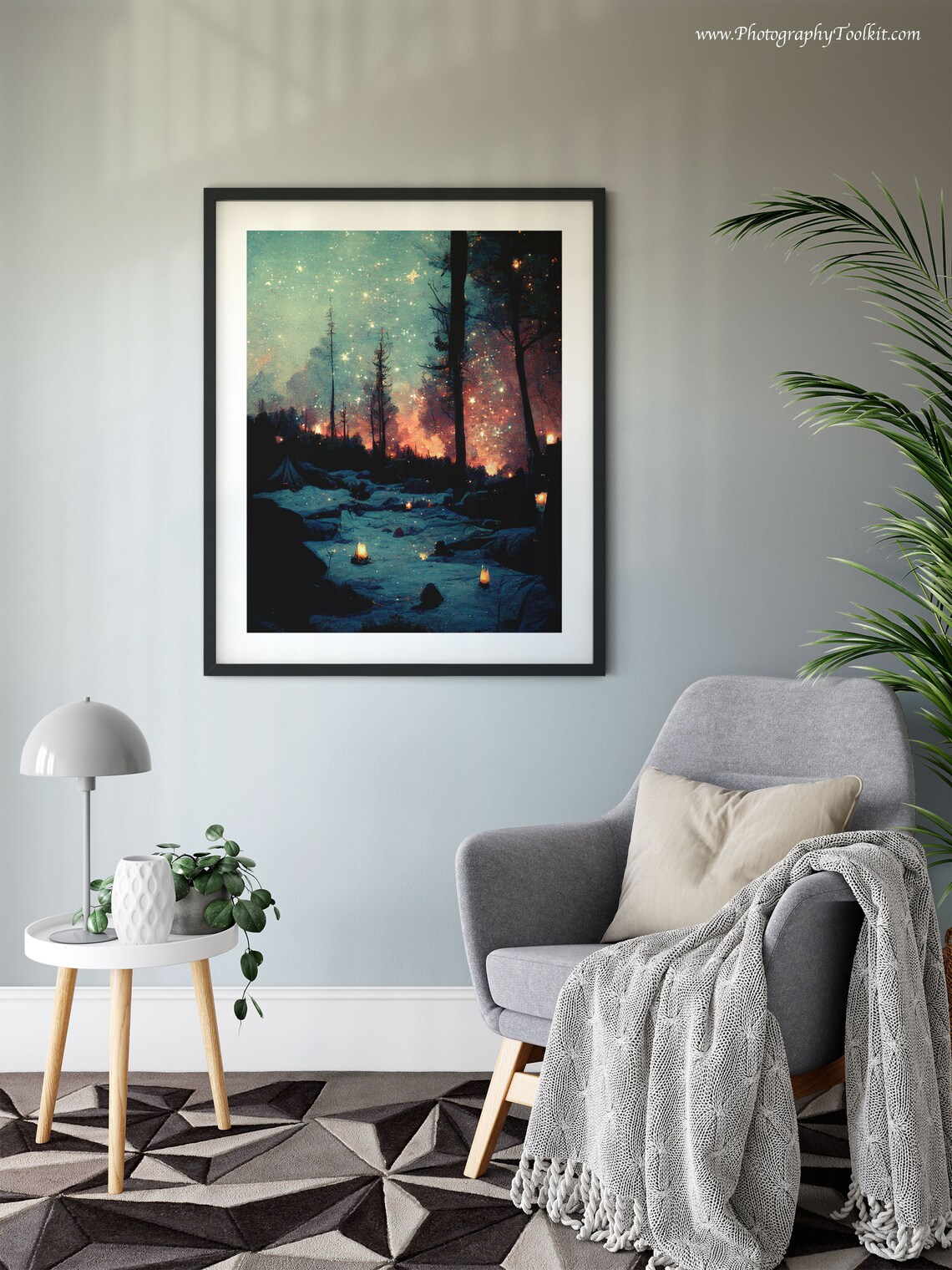 Camping At Night Painting, Campfire Art Print - Image 6