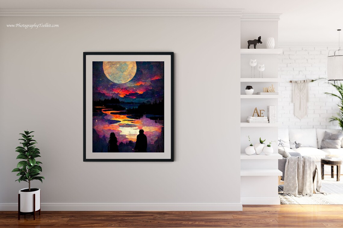 Night Sky Print, Full Moon Moon Phase Art - Image 4