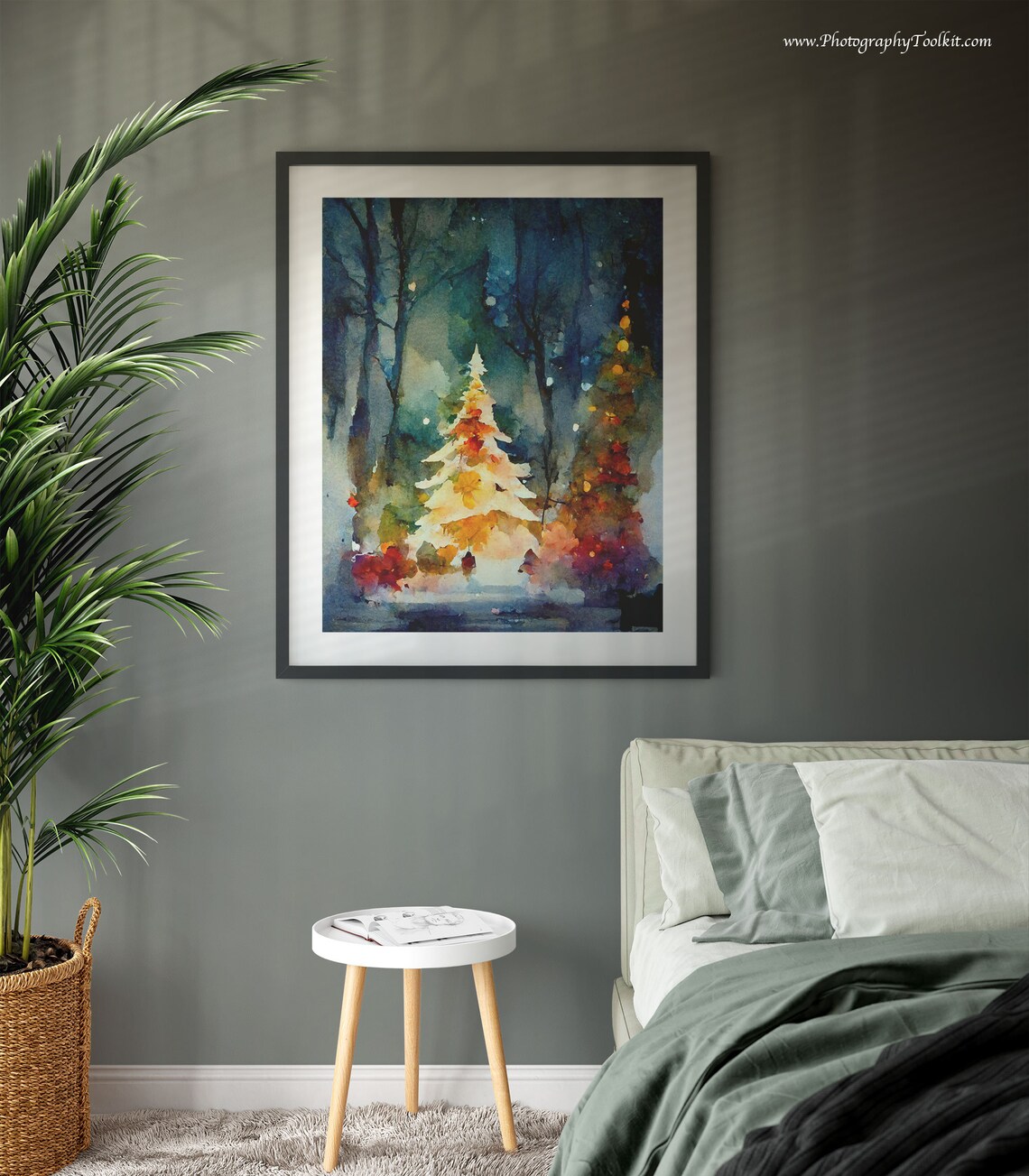 Christmas Trees Art Print, Holiday Watercolor Painting - Image 2