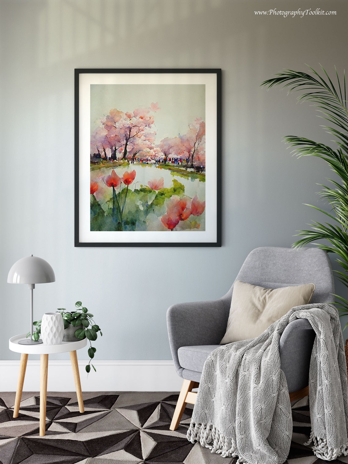 Tulip Field Print Flower Field Print Landscape Art Print Landscape Painting Purple Field Print Vintage Flower Field Tulip Art Print - Image 6