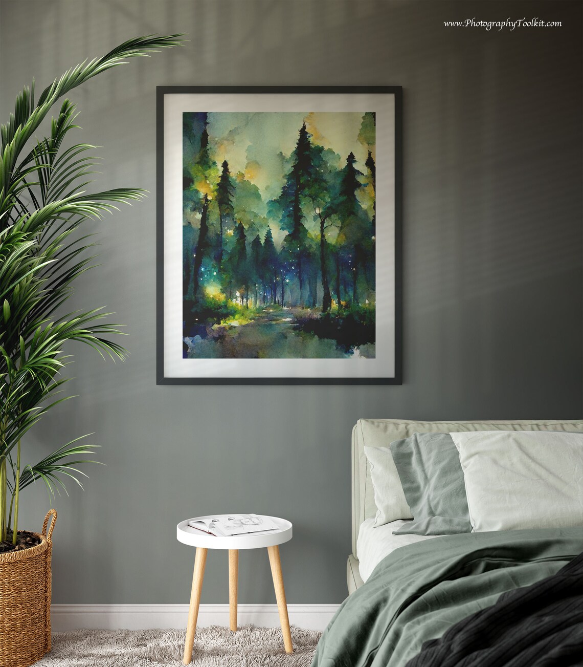 Starry Night In The Forest, Watercolor Art Print - Image 3