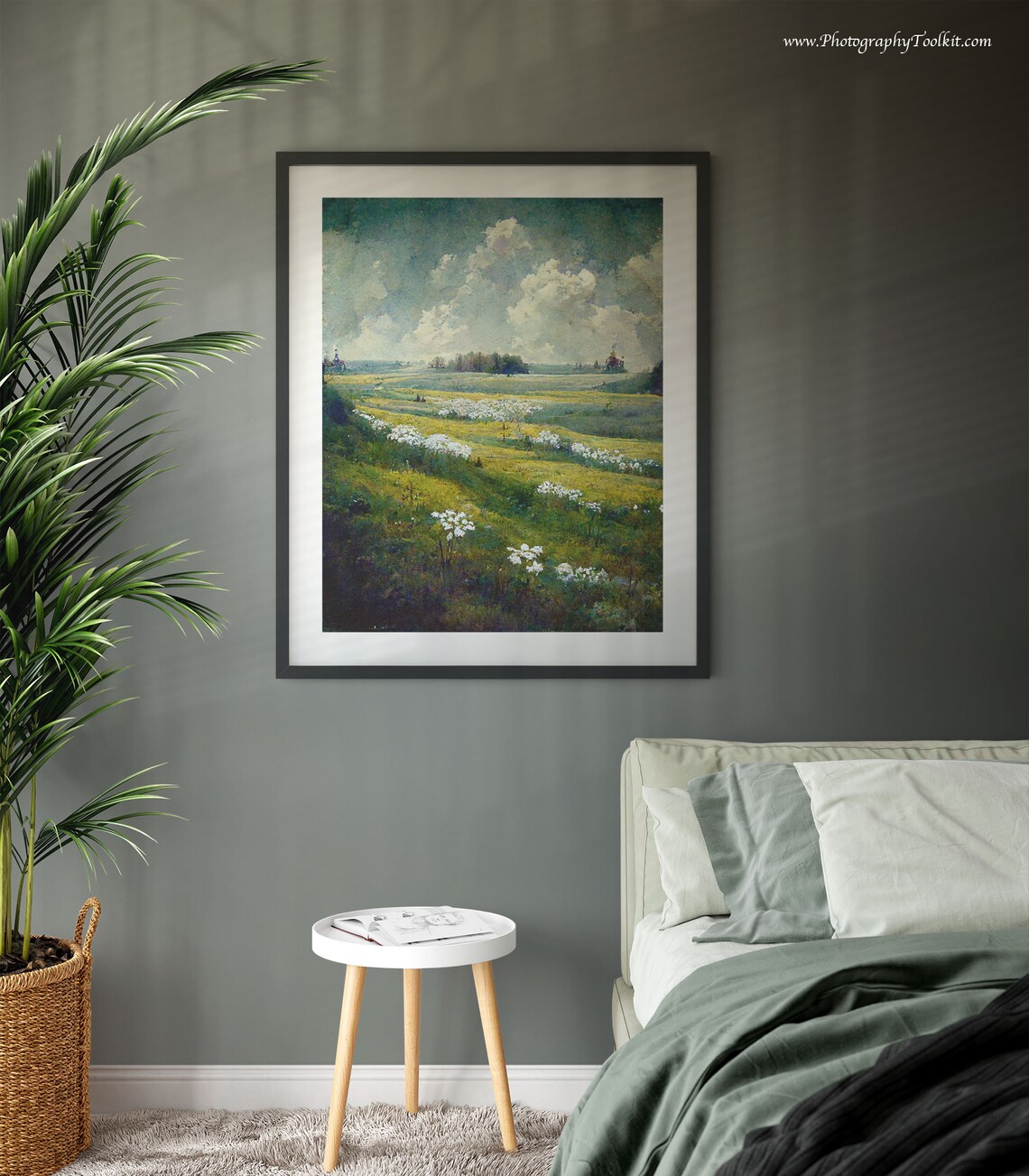 Spring Meadow Landscape Print, Vintage Country Field - Image 3