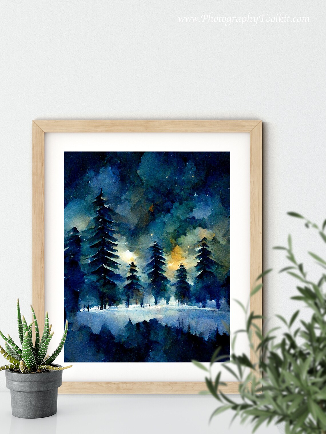 Winter Landscape Print, Snowy Trees and Pine Tree - Image 5
