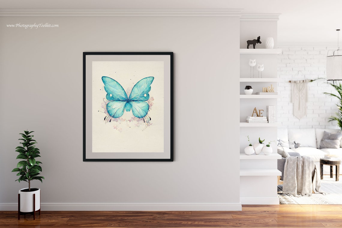 Blue Watercolor Butterfly Delicate Insect Botanical Nature Poster - Image 4