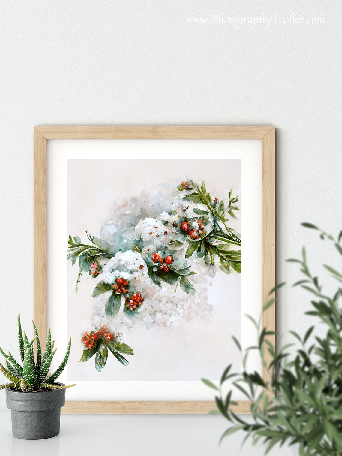 Winter Berry Print, Christmas Holiday Wall Art - Image 2