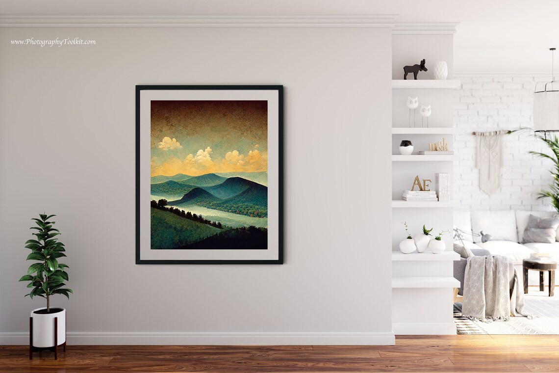 Shenandoah National Park Misty Blue Ridges Gold Sky Vintage Poster - Image 4