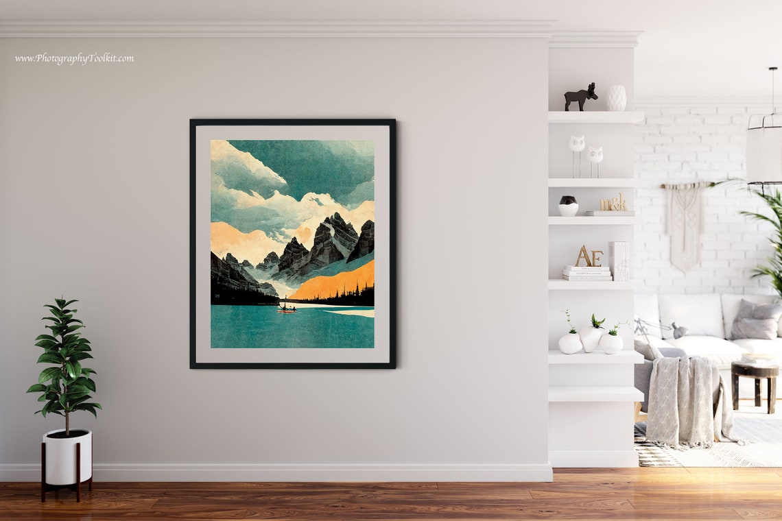 Moraine Lake Watercolor Print Moraine Lake Print Banff National Park Print Banff National Park Poster Lake Painting Lake Artwork - Image 4