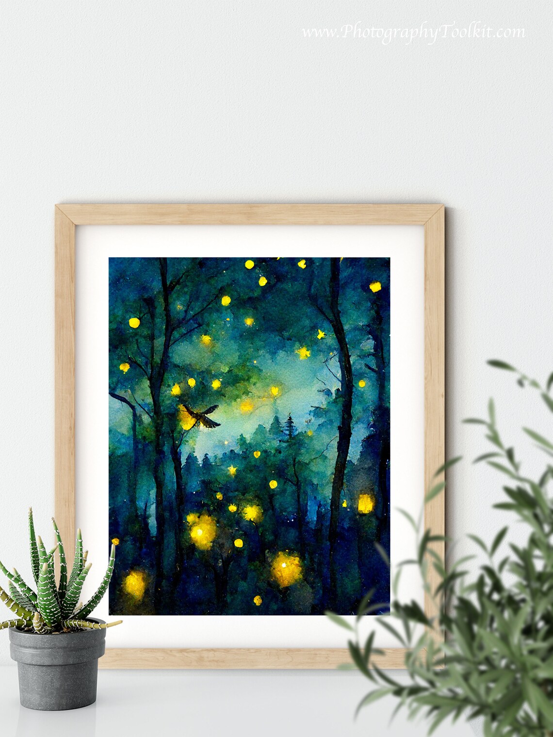 Firefly Night Sky Forest Art Print, Woodland Wall Art - Image 5