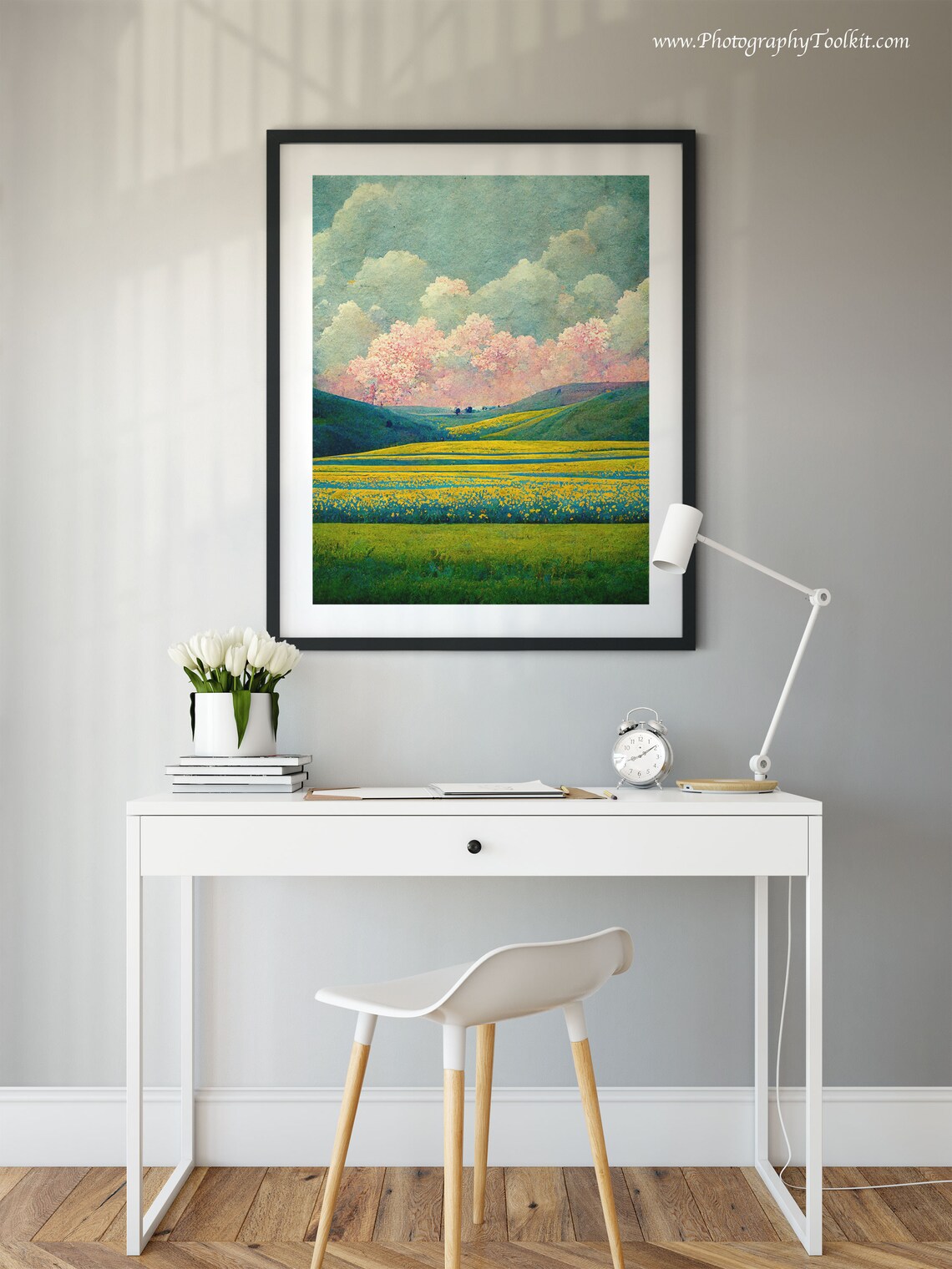 Spring Meadow Painting Vintage Landscape Print - Image 2
