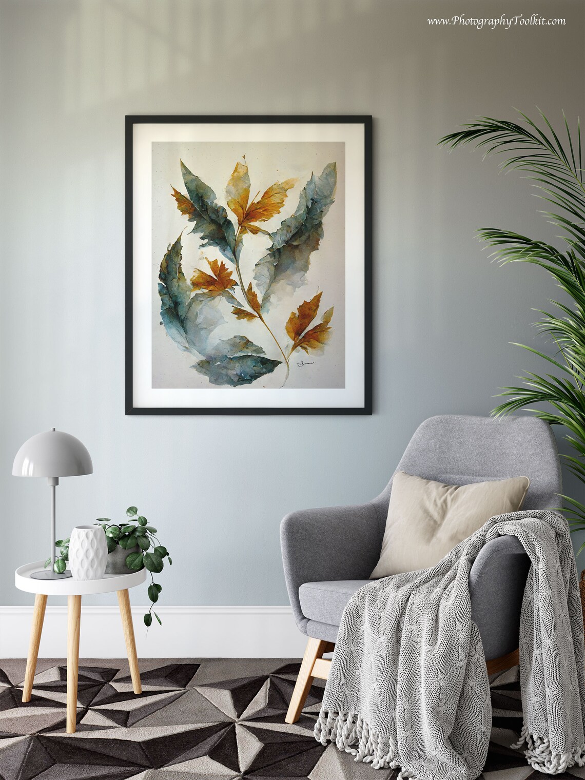 Autumn Leaves Watercolor Green And Gold Foliage Style Poster - Image 5