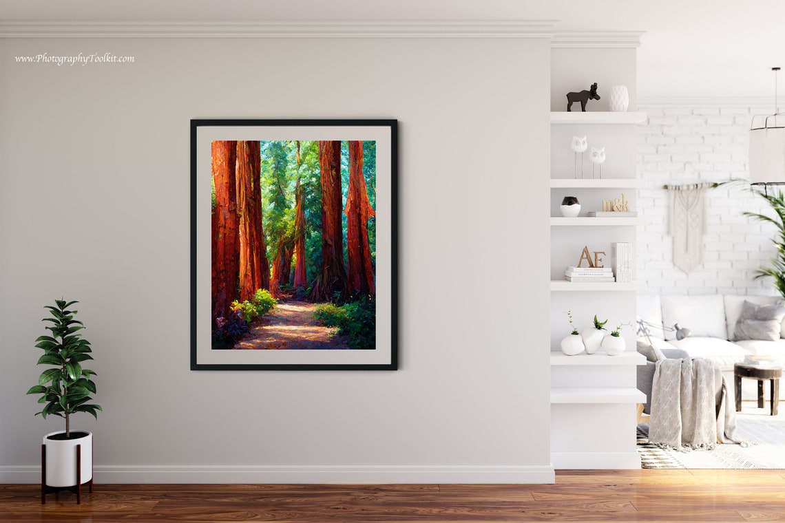 Redwood Tree Wall Art Redwood National Park Travel Poster Vintage Travel Print Poster Eureka California Redwood Forest Print State Park - Image 4