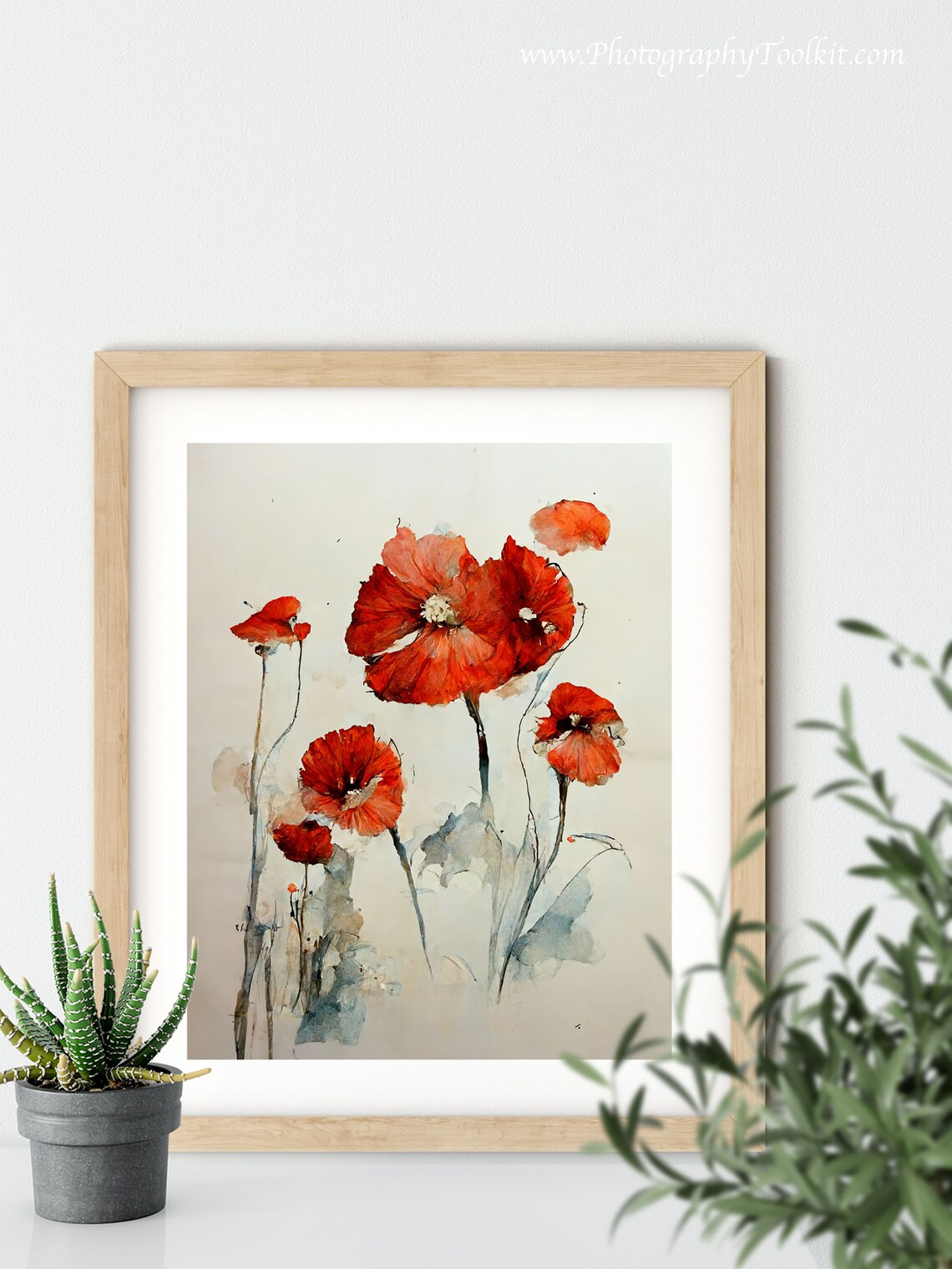Red Poppies Watercolor Art Print, Farmhouse Floral - Image 5