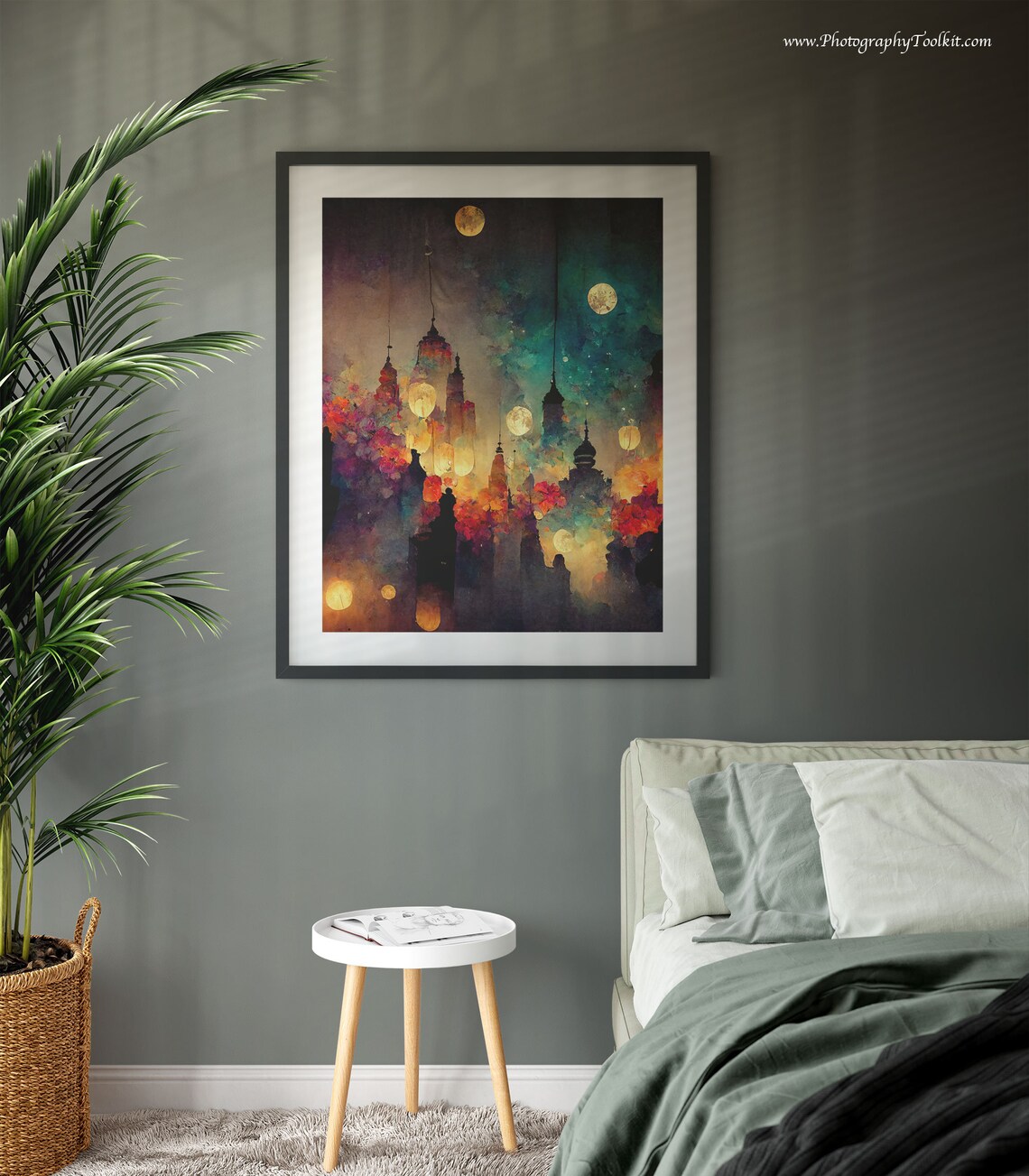 Night Sky Full Moon Moon Phase Wall Art Print - Image 3