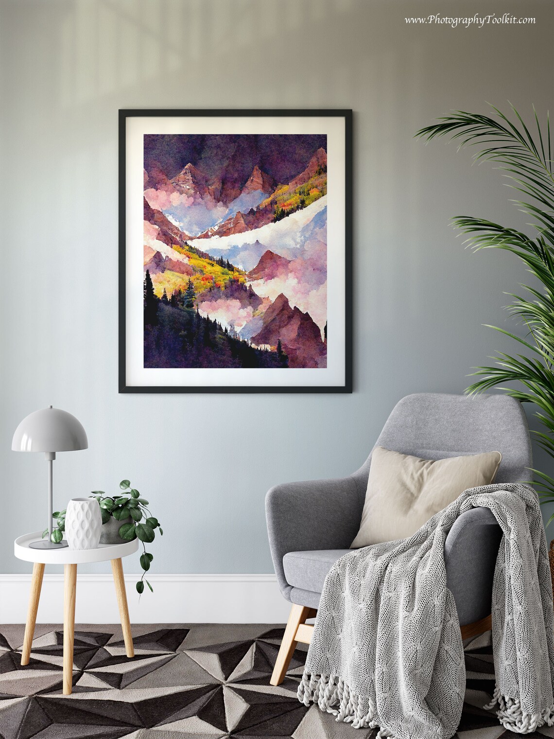 Maroon Bells Colorado Golden Aspen Autumn Peaks Watercolor Poster - Image 6