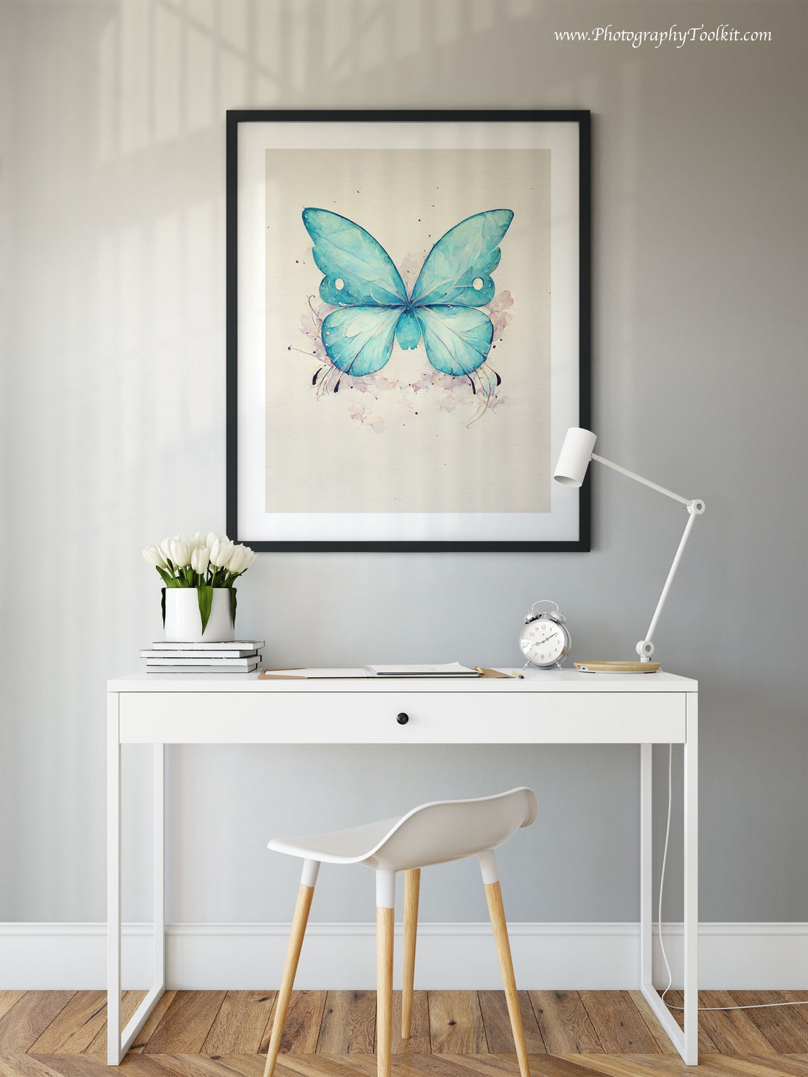 Blue Watercolor Butterfly Delicate Insect Botanical Nature Poster - Image 2