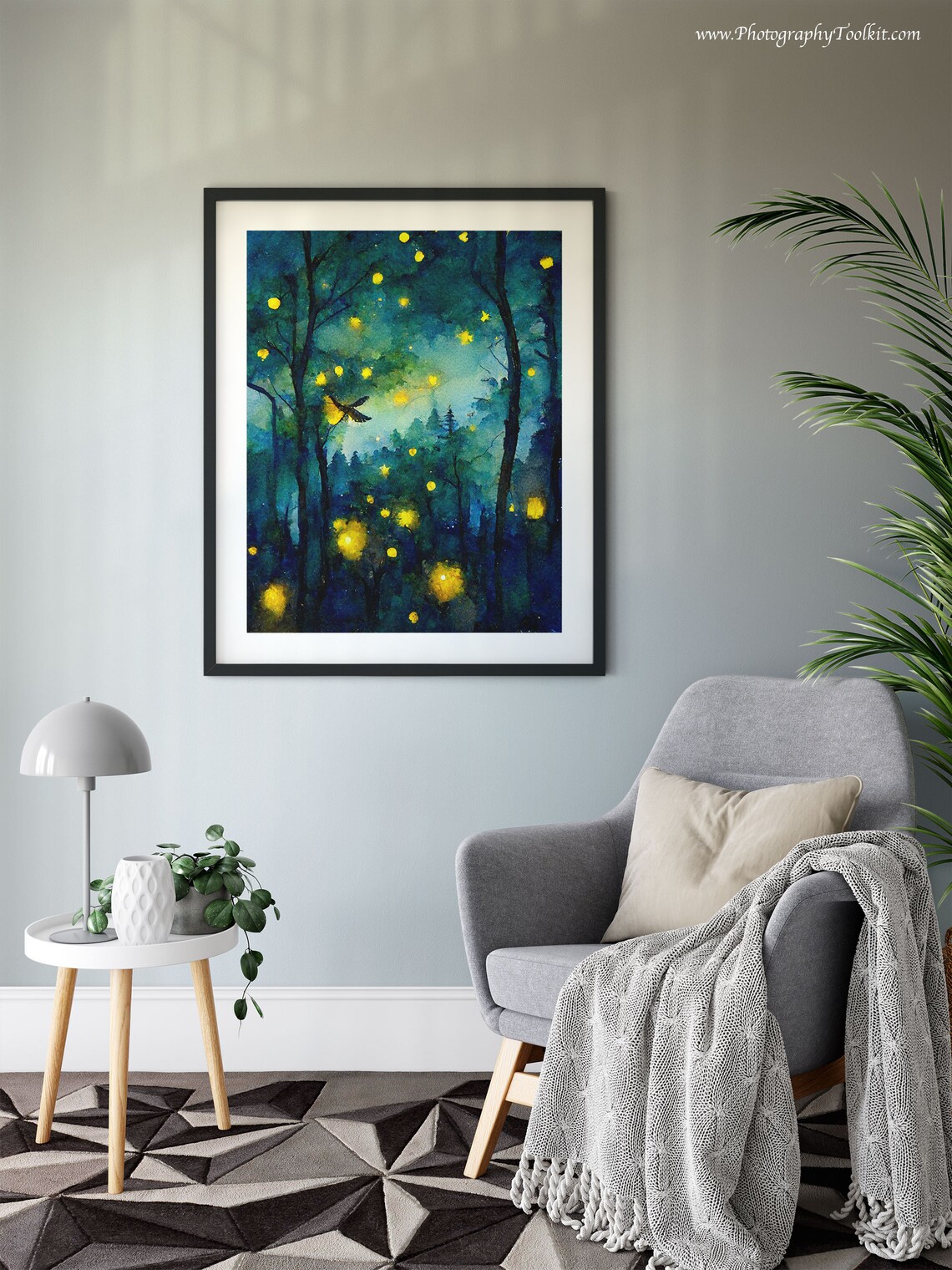 Firefly Night Sky Forest Art Print, Woodland Wall Art - Image 6