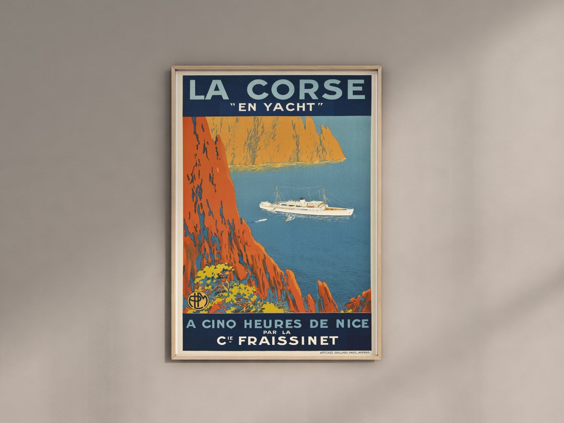 French Riviera Poster Vintage Travel Poster Cruise Line South Of France Yacht Old French Poster Cte Dazur Art - Image 2
