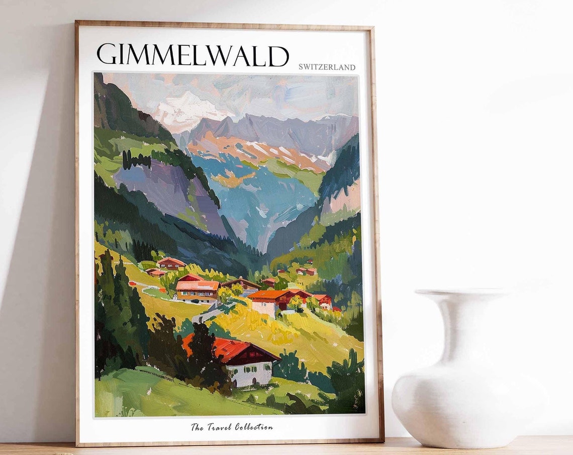 Gimmelwald Poster Switzerland Travel Print Swiss Decor Europe Travel Poster European Wall Art Gimmelwald Gift Gimmelwald Travel Poster