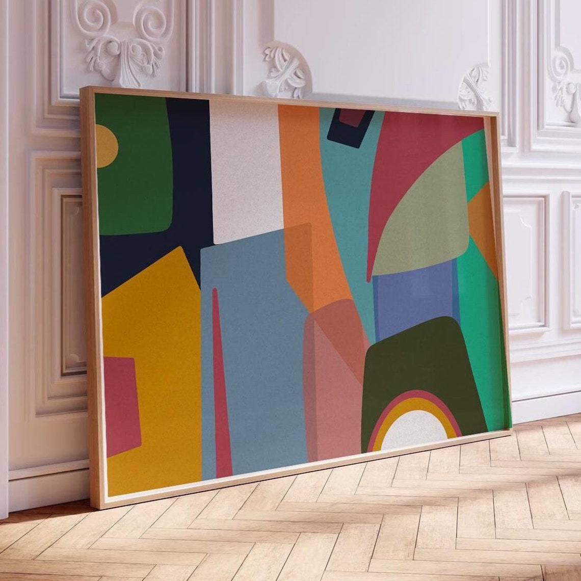 Bold Colorful Geometric Shapes Abstract Modern Mid Century Wall Art